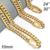 Stainless Steel Basic Necklace, Miami Cuban Design, Polished, Golden Finish, 03.278.0002.30 (10 MM Thickness, 30 Inches Length)