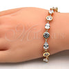Oro Laminado Tennis Bracelet, Gold Filled Style Teardrop Design, with White Cubic Zirconia, Polished, Golden Finish, 03.213.0052.08 (08 MM Thickness, 8 Inches Length)
