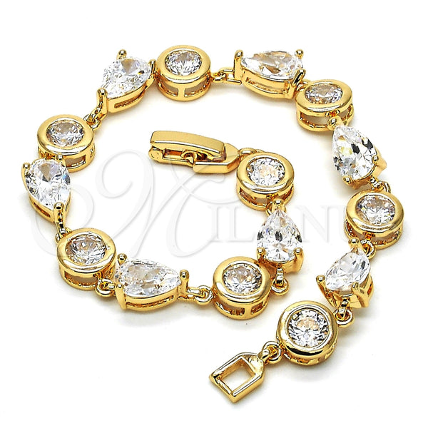 Gold Filled Bracelet — Tennis Bracelet Teardrop Design with White Cubic Zirconia — alternate product view — SKU 115069 | Oro Laminado brazalete — Tennis Bracelet Teardrop diseño with blanco Cubic Zirconia — SKU 115069