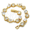 Oro Laminado Tennis Bracelet, Gold Filled Style Teardrop Design, with White Cubic Zirconia, Polished, Golden Finish, 03.213.0052.08 (08 MM Thickness, 8 Inches Length)