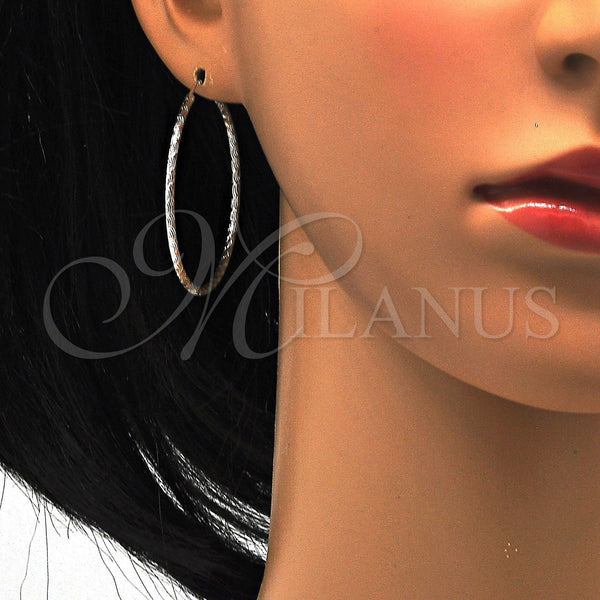 Sterling Silver Hoop Earrings — Medium Hoop Diamond Cutting 02. — alternate product view — SKU 115078 | Plata 925 aretes de aro — Medium Hoop Diamond Cutting 02. — SKU 115078