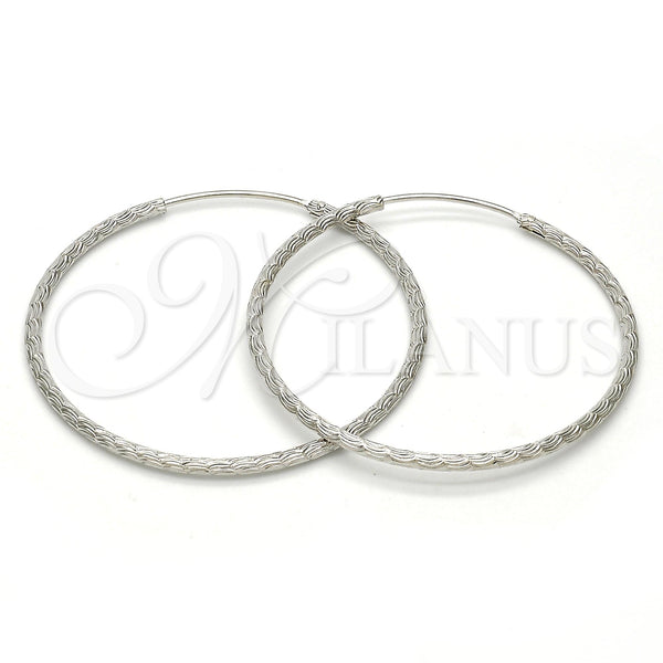 Sterling Silver Hoop Earrings — Medium Hoop Diamond Cutting 02. — main product view — SKU 115078 | Plata 925 aretes de aro — Medium Hoop Diamond Cutting 02. — SKU 115078