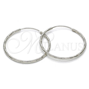 Sterling Silver Hoop Earrings — Medium Hoop Diamond Cutting 02. — main product view — SKU 115079 | Plata 925 aretes de aro — Medium Hoop Diamond Cutting 02. — SKU 115079