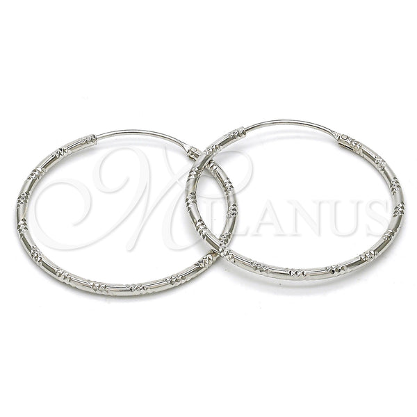 Sterling Silver Hoop Earrings — Medium Hoop Diamond Cutting 02. — main product view — SKU 115079 | Plata 925 aretes de aro — Medium Hoop Diamond Cutting 02. — SKU 115079