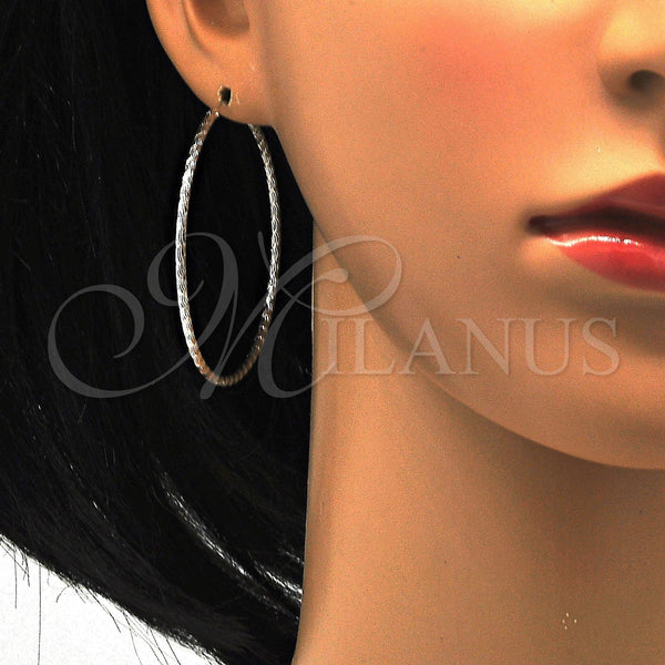 Sterling Silver Hoop Earrings — Large Hoop Diamond Cutting 02. — alternate product view — SKU 115080 | Plata 925 aretes de aro — Large Hoop Diamond Cutting 02. — SKU 115080