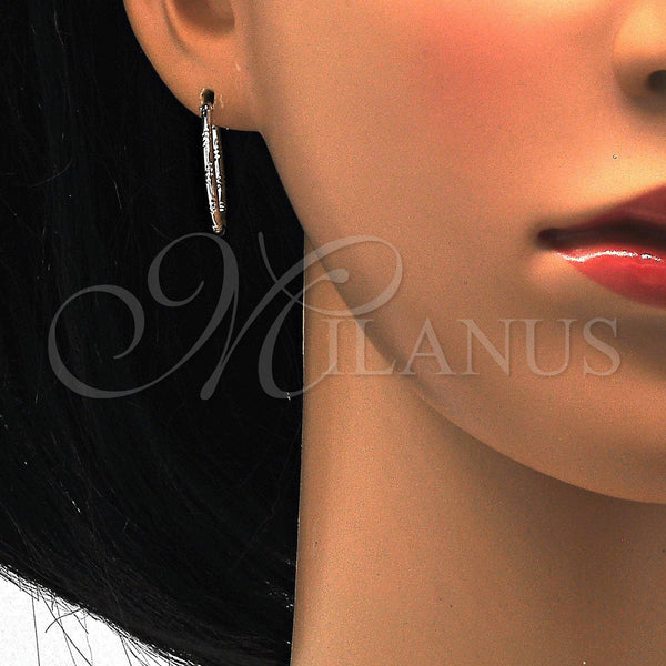 Sterling Silver Hoop Earrings — Small Hoop Diamond Cutting 02. — alternate product view — SKU 115083 | Plata 925 aretes de aro — Small Hoop Diamond Cutting 02. — SKU 115083