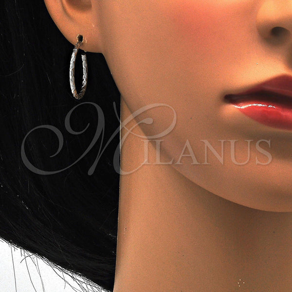 Sterling Silver Hoop Earrings — Small Hoop Diamond Cutting 02. — alternate product view — SKU 115084 | Plata 925 aretes de aro — Small Hoop Diamond Cutting 02. — SKU 115084