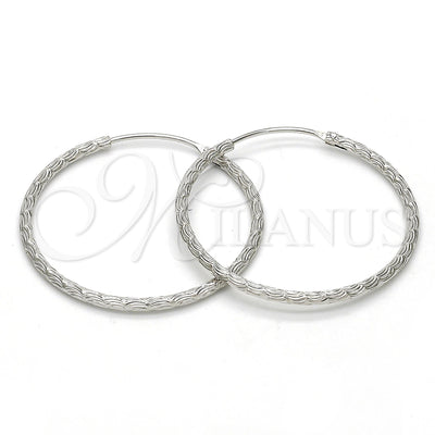 Sterling Silver Hoop Earrings — Medium Hoop Diamond Cutting 02. for wholesale, main product view