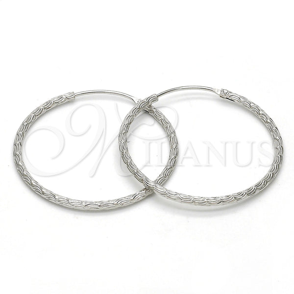 Sterling Silver Hoop Earrings — Medium Hoop Diamond Cutting 02. — main product view — SKU 115087 | Plata 925 aretes de aro — Medium Hoop Diamond Cutting 02. — SKU 115087