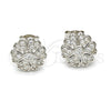 Sterling Silver Stud Earring, Flower Design, with White Cubic Zirconia, Polished, Rhodium Finish, 02.285.0004