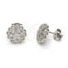 Sterling Silver Stud Earring, Flower Design, with White Cubic Zirconia, Polished, Rhodium Finish, 02.285.0004