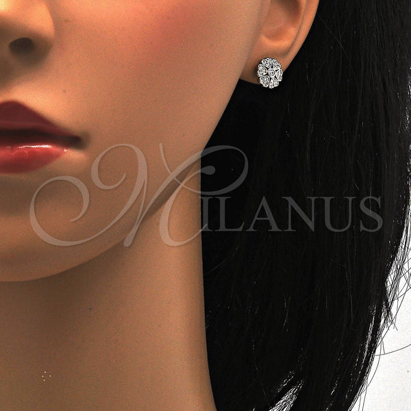 Sterling Silver Ring — Stud Earring Flower Design with White Cubic Zirconia — alternate product view — SKU 115093 | Plata 925 anillo — Stud Earring flor diseño with blanco Cubic Zirconia — SKU 115093