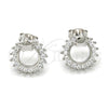 Sterling Silver Stud Earring, Star Design, with White Cubic Zirconia, Polished, Rhodium Finish, 02.285.0005