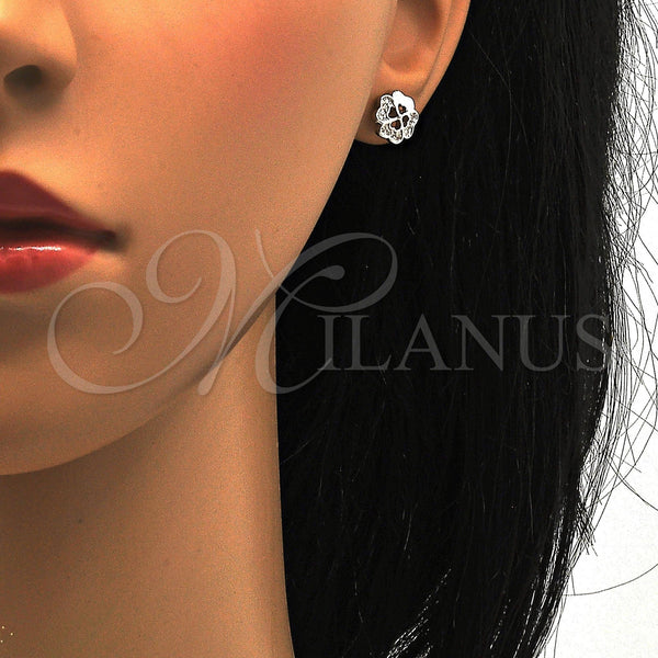 Sterling Silver Ring — Stud Earring with White Micro Pave Polished 02. — alternate product view — SKU 115095 | Plata 925 anillo — Stud Earring with blanco Micro Pave pulido 02. — SKU 115095