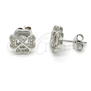 Sterling Silver Ring — Stud Earring with White Micro Pave Polished 02. — main product view — SKU 115095 | Plata 925 anillo — Stud Earring with blanco Micro Pave pulido 02. — SKU 115095