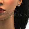 Sterling Silver Stud Earring, with White Cubic Zirconia, Polished, Rhodium Finish, 02.285.0007