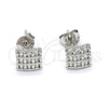 Sterling Silver Stud Earring, with White Cubic Zirconia, Polished, Rhodium Finish, 02.285.0007
