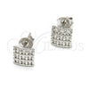 Sterling Silver Stud Earring, with White Cubic Zirconia, Polished, Rhodium Finish, 02.285.0007