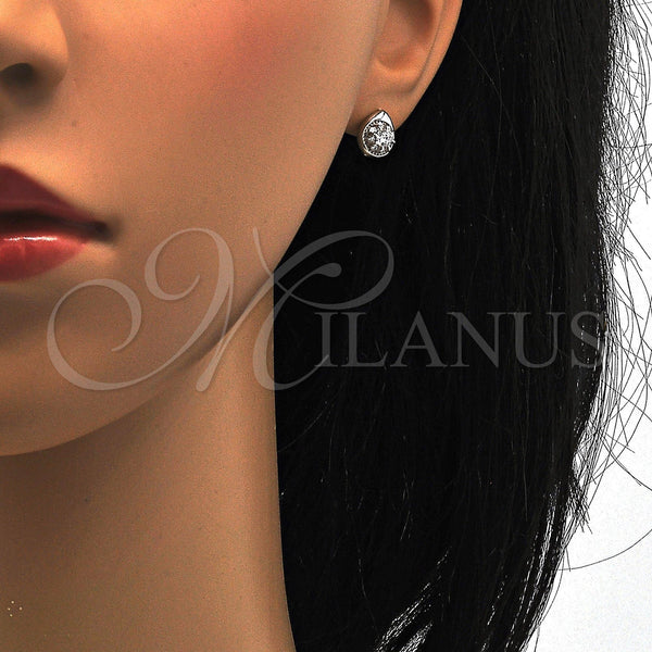 Sterling Silver Ring — Stud Earring Teardrop Design with White Cubic Zirconia — alternate product view — SKU 115097 | Plata 925 anillo — Stud Earring Teardrop diseño with blanco Cubic Zirconia — SKU 115097