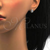 Sterling Silver Stud Earring, Teardrop Design, with White Cubic Zirconia, Polished, Rhodium Finish, 02.285.0008