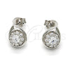 Sterling Silver Stud Earring, Teardrop Design, with White Cubic Zirconia, Polished, Rhodium Finish, 02.285.0008