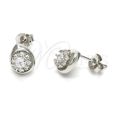 Sterling Silver Stud Earring, Teardrop Design, with White Cubic Zirconia, Polished, Rhodium Finish, 02.285.0008 for wholesale, main product view