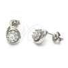 Sterling Silver Stud Earring, Teardrop Design, with White Cubic Zirconia, Polished, Rhodium Finish, 02.285.0008