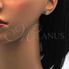 Sterling Silver Stud Earring, with White Cubic Zirconia, Polished, Rhodium Finish, 02.285.0009