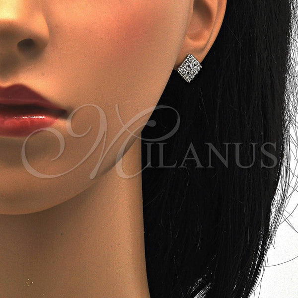 Sterling Silver Ring — Stud Earring Flower Design with White Cubic Zirconia — alternate product view — SKU 115099 | Plata 925 anillo — Stud Earring flor diseño with blanco Cubic Zirconia — SKU 115099
