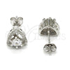 Sterling Silver Stud Earring, with White Cubic Zirconia and White Crystal, Polished, Rhodium Finish, 02.285.0011