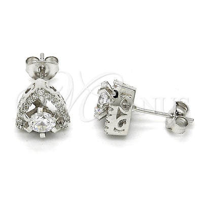 Sterling Silver Stud Earring, with White Cubic Zirconia and White Crystal, Polished, Rhodium Finish, 02.285.0011 for wholesale, main product view