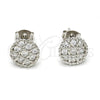 Sterling Silver Stud Earring, with White Cubic Zirconia, Polished, Rhodium Finish, 02.285.0012
