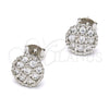 Sterling Silver Stud Earring, with White Cubic Zirconia, Polished, Rhodium Finish, 02.285.0012
