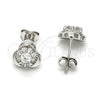 Sterling Silver Stud Earring, with White Cubic Zirconia, Polished, Rhodium Finish, 02.285.0013