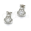 Sterling Silver Stud Earring, with White Cubic Zirconia, Polished, Rhodium Finish, 02.285.0013