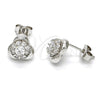 Sterling Silver Stud Earring, with White Cubic Zirconia, Polished, Rhodium Finish, 02.285.0013