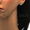 Sterling Silver Stud Earring, with White Micro Pave, Polished, Rhodium Finish, 02.285.0015