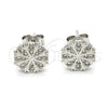 Sterling Silver Stud Earring, with White Micro Pave, Polished, Rhodium Finish, 02.285.0015