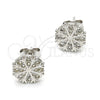 Sterling Silver Stud Earring, with White Micro Pave, Polished, Rhodium Finish, 02.285.0015