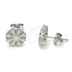 Sterling Silver Ring — Stud Earring with White Micro Pave Polished 02. — main product view — SKU 115104 | Plata 925 anillo — Stud Earring with blanco Micro Pave pulido 02. — SKU 115104