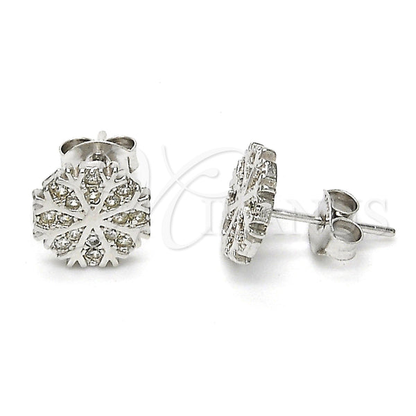 Sterling Silver Ring — Stud Earring with White Micro Pave Polished 02. — main product view — SKU 115104 | Plata 925 anillo — Stud Earring with blanco Micro Pave pulido 02. — SKU 115104