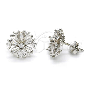 Sterling Silver Ring — Stud Earring Flower Design with White Cubic Zirconia — main product view — SKU 115108 | Plata 925 anillo — Stud Earring flor diseño with blanco Cubic Zirconia — SKU 115108