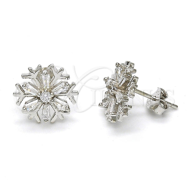 Sterling Silver Ring — Stud Earring Flower Design with White Cubic Zirconia — main product view — SKU 115108 | Plata 925 anillo — Stud Earring flor diseño with blanco Cubic Zirconia — SKU 115108
