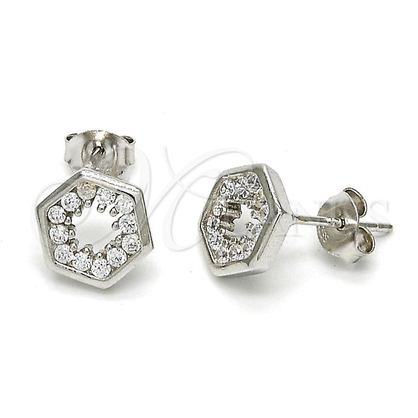 Sterling Silver Ring — Stud Earring with White Cubic Zirconia Polished 02. — main product view — SKU 115110 | Plata 925 anillo — Stud Earring with blanco Cubic Zirconia pulido 02. — SKU 115110