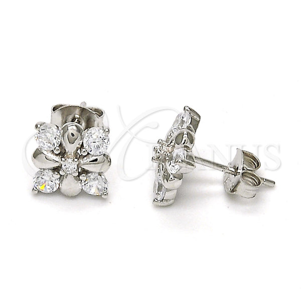 Sterling Silver Ring — Stud Earring Flower Design with White Cubic Zirconia — main product view — SKU 115114 | Plata 925 anillo — Stud Earring flor diseño with blanco Cubic Zirconia — SKU 115114