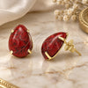 Oro Laminado Stud Earring, Gold Filled Style Red Enamel Finish, Golden Finish, 02.65.0053.1