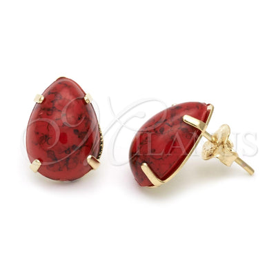 Oro Laminado Stud Earring, Gold Filled Style Red Enamel Finish, Golden Finish, 02.65.0053.1 for wholesale, main product view