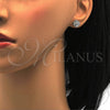 Sterling Silver Stud Earring, Flower Design, with White Cubic Zirconia, Polished, Rhodium Finish, 02.285.0026