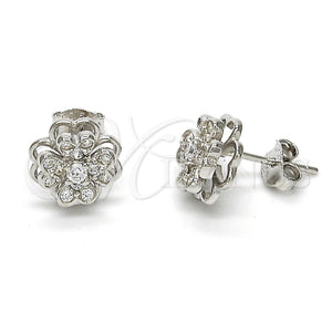 Sterling Silver Ring — Stud Earring Flower Design with White Cubic Zirconia — main product view — SKU 115130 | Plata 925 anillo — Stud Earring flor diseño with blanco Cubic Zirconia — SKU 115130