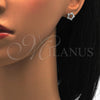 Sterling Silver Stud Earring, Star and Heart Design, with White Cubic Zirconia, Polished, Rhodium Finish, 02.285.0027